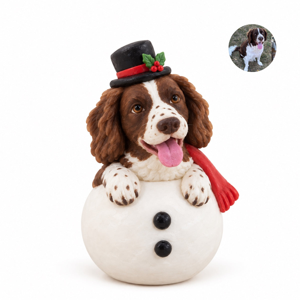 Custom Pet Christmas Ornament – Handmade Clay Snowman