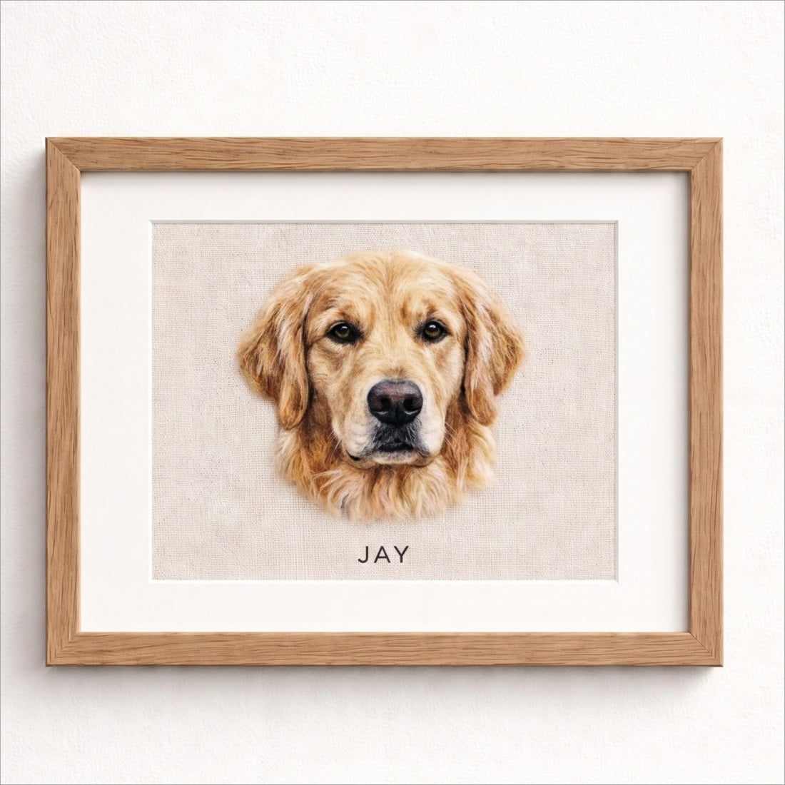 Rectangle Frame Custom Wool Felt Pet Portrait - Embroidered Wool Art