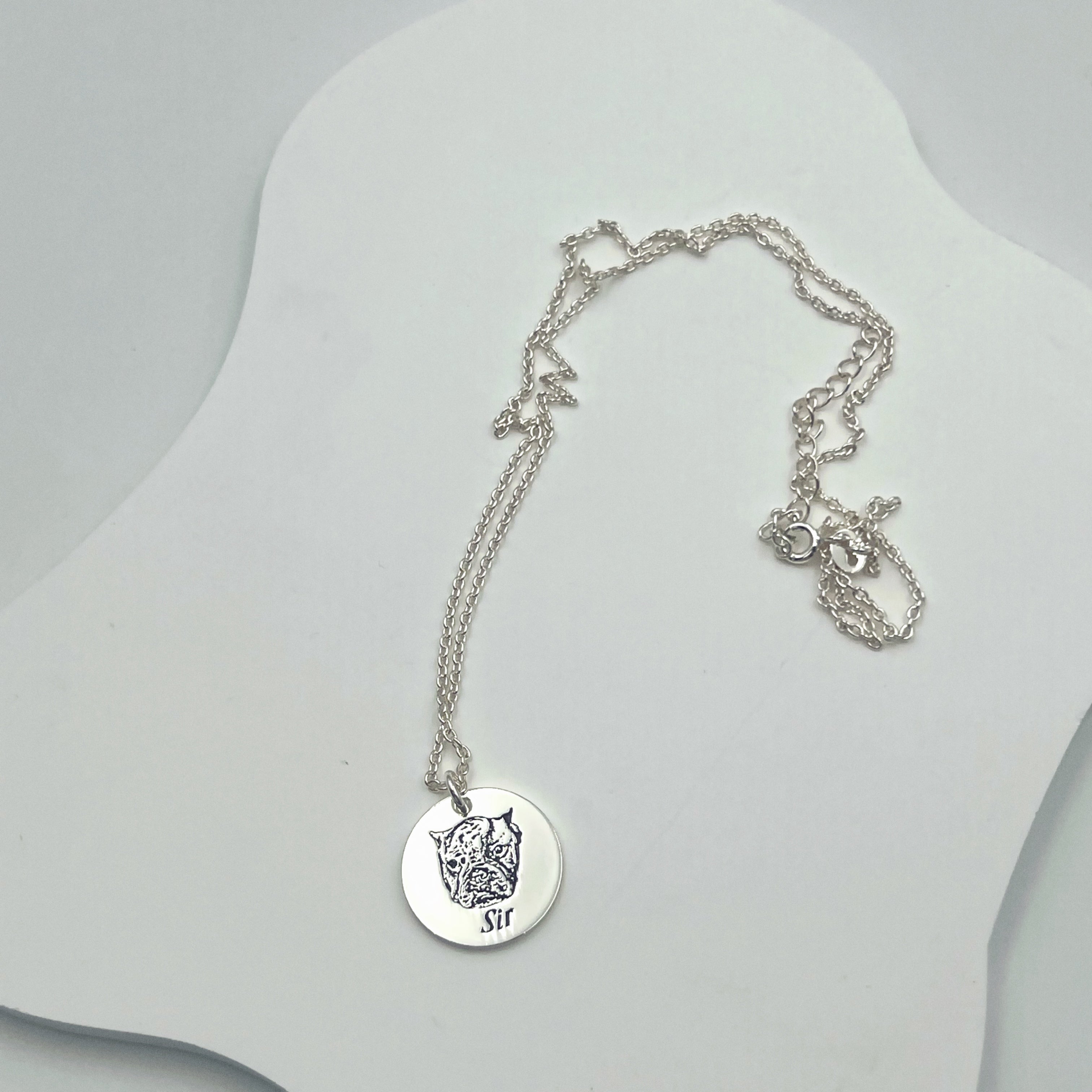 Pet Portrait Name Necklace -925 Sterling Silver