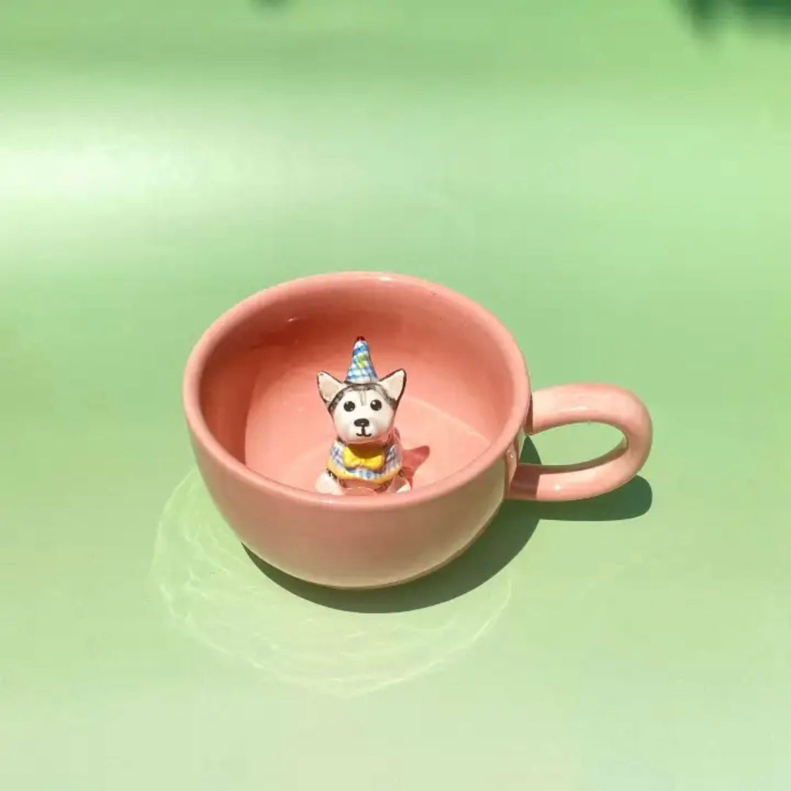 Colorful 3D Pet Mug – Custom Dog or Cat Inside | 6 Dopamine Colors | 1 or 2 Pets | 350ml Ceramic Cup