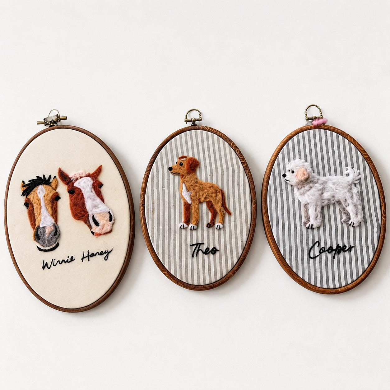 Custom Wool Felt Pet Portrait - Embroidered Wool Art｜Pet Memorial