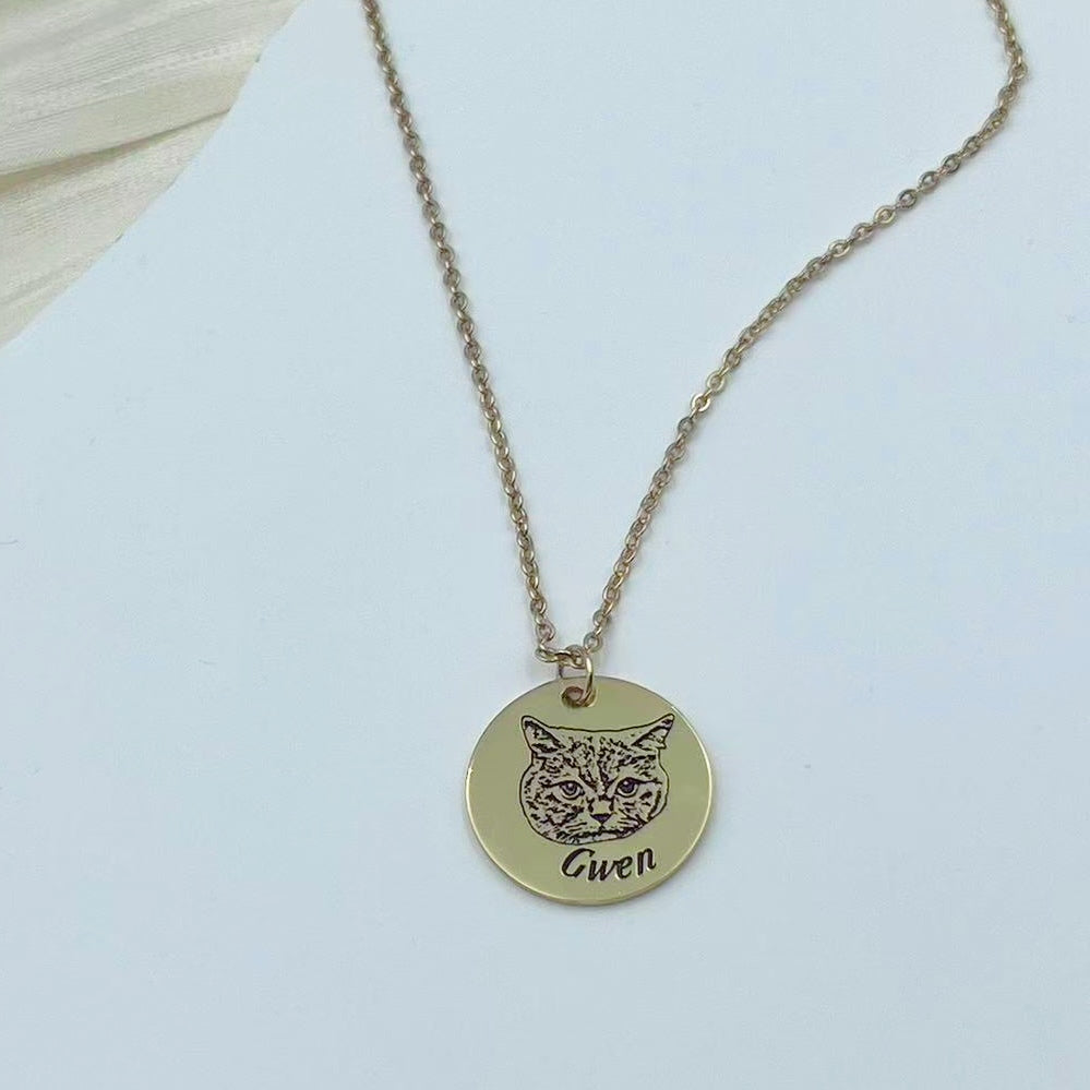 Pet Portrait Name Necklace -925 Sterling Silver