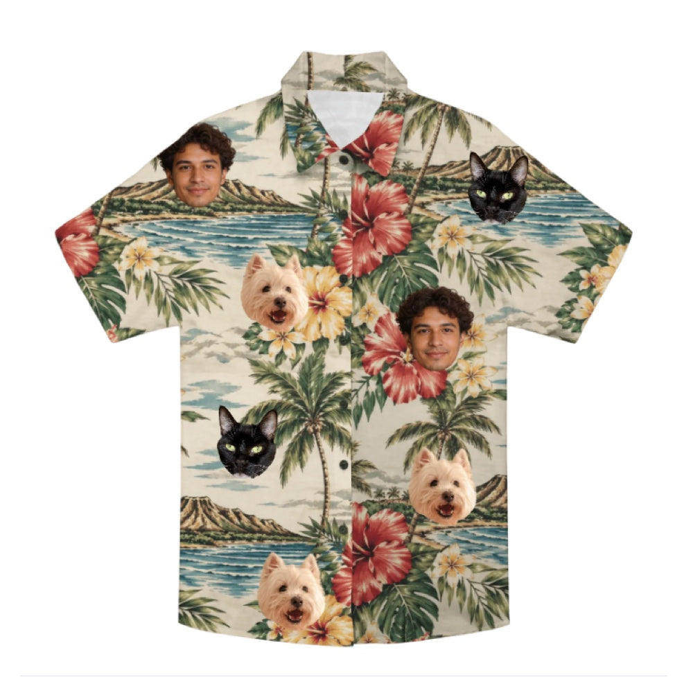 Personalized Face Custom Unisex Tropical Hawaiian Aloha Shirt
