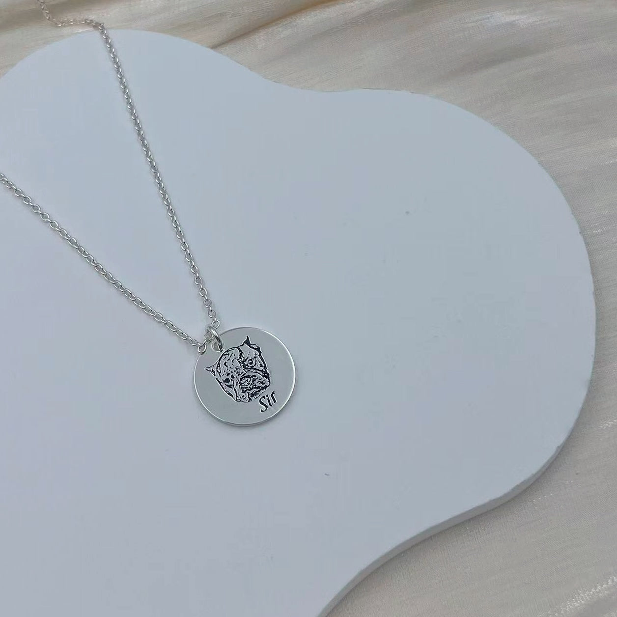 Pet Portrait Name Necklace -925 Sterling Silver