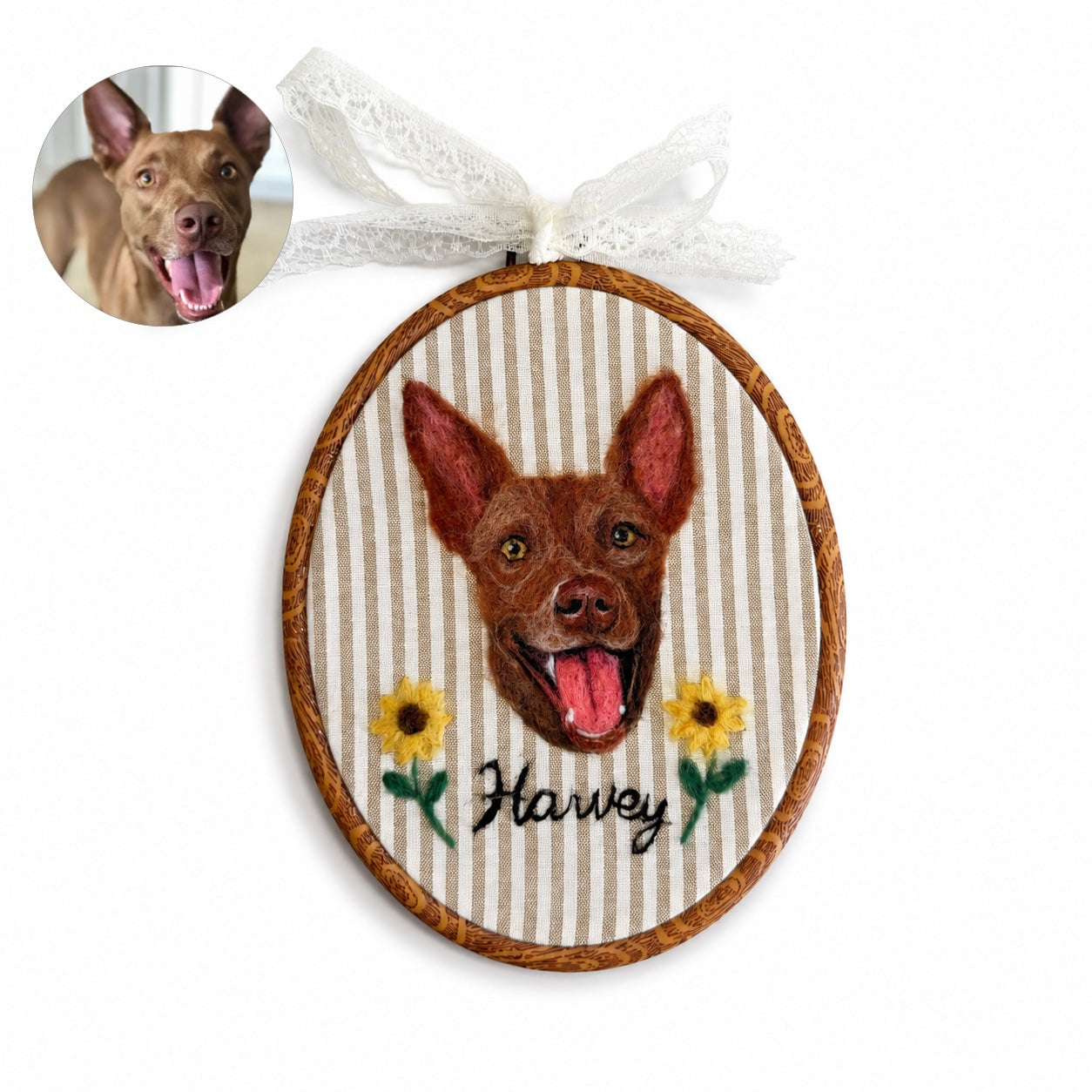 Custom Wool Felt Pet Portrait - Embroidered Wool Art｜Pet Memorial