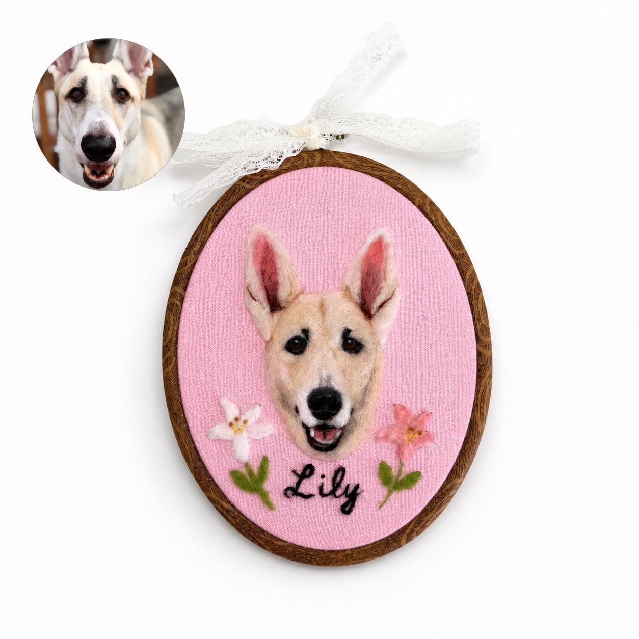 Custom Wool Felt Pet Portrait - Embroidered Wool Art｜Pet Memorial