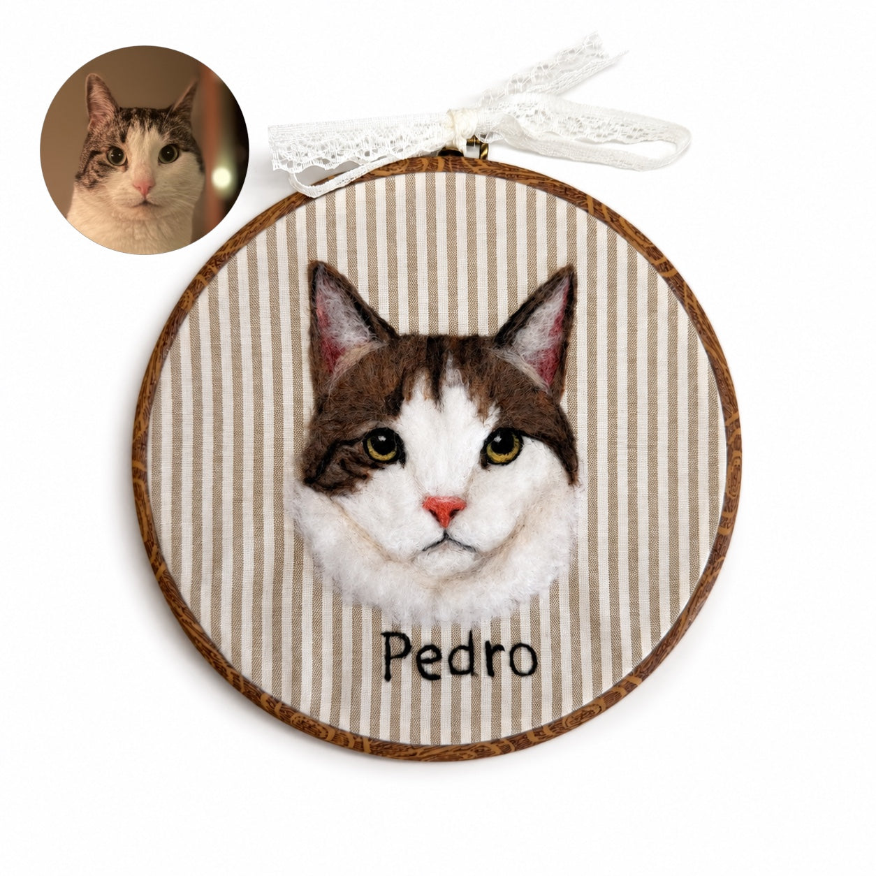 Custom Wool Felt Pet Portrait - Embroidered Wool Art｜Pet Memorial
