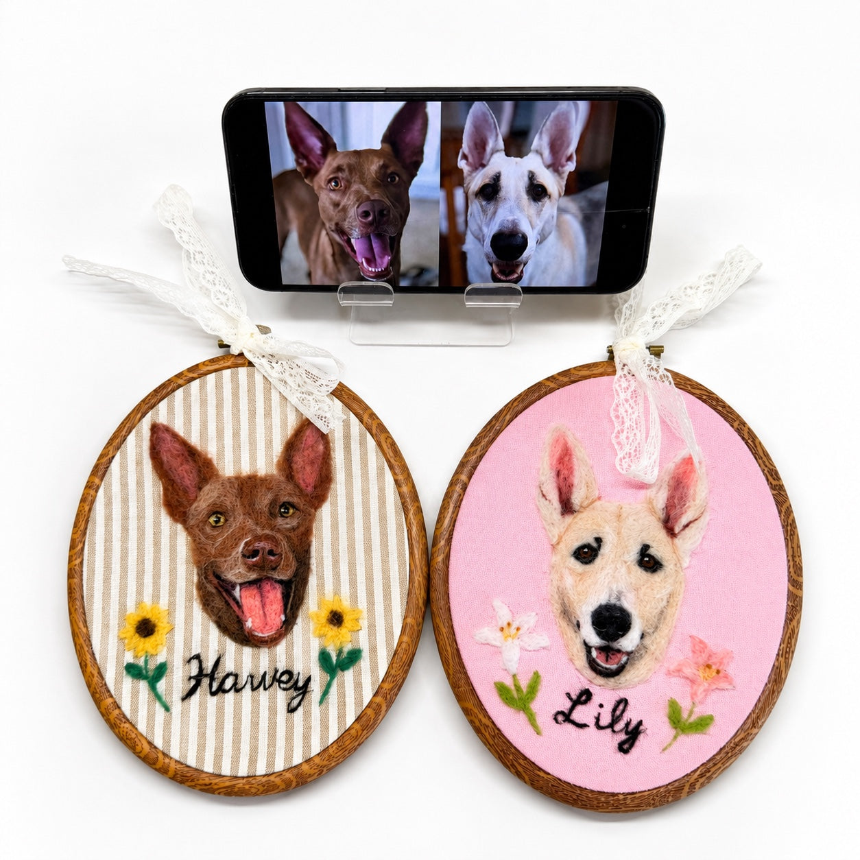 Custom Wool Felt Pet Portrait - Embroidered Wool Art｜Pet Memorial