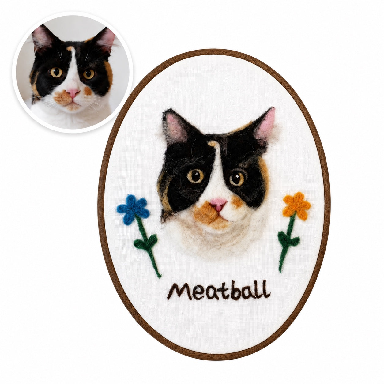 Custom Wool Felt Pet Portrait - Embroidered Wool Art｜Pet Memorial