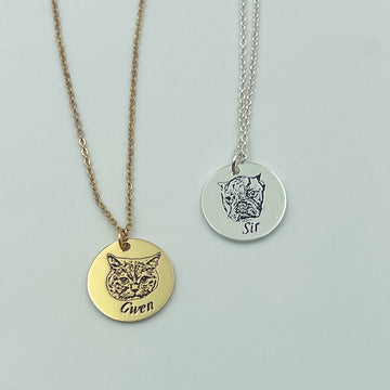 Pet Portrait Name Necklace -925 Sterling Silver
