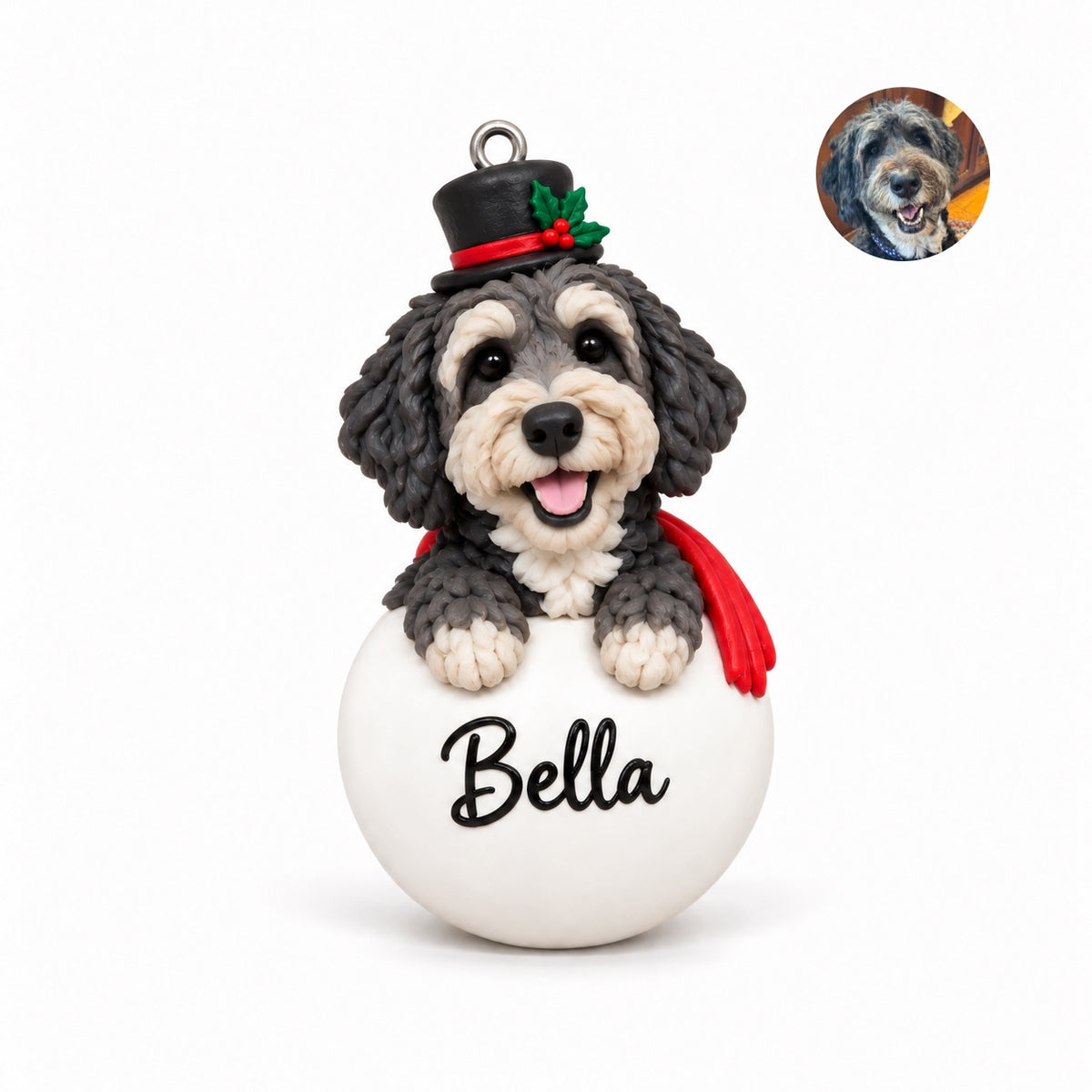 Custom Pet Christmas Ornament – Handmade Clay Snowman