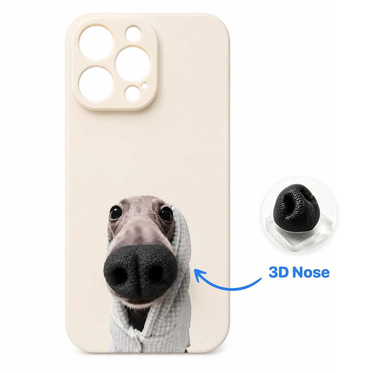 Custom Pet Portrait 3D Silicone Nose Phone Case