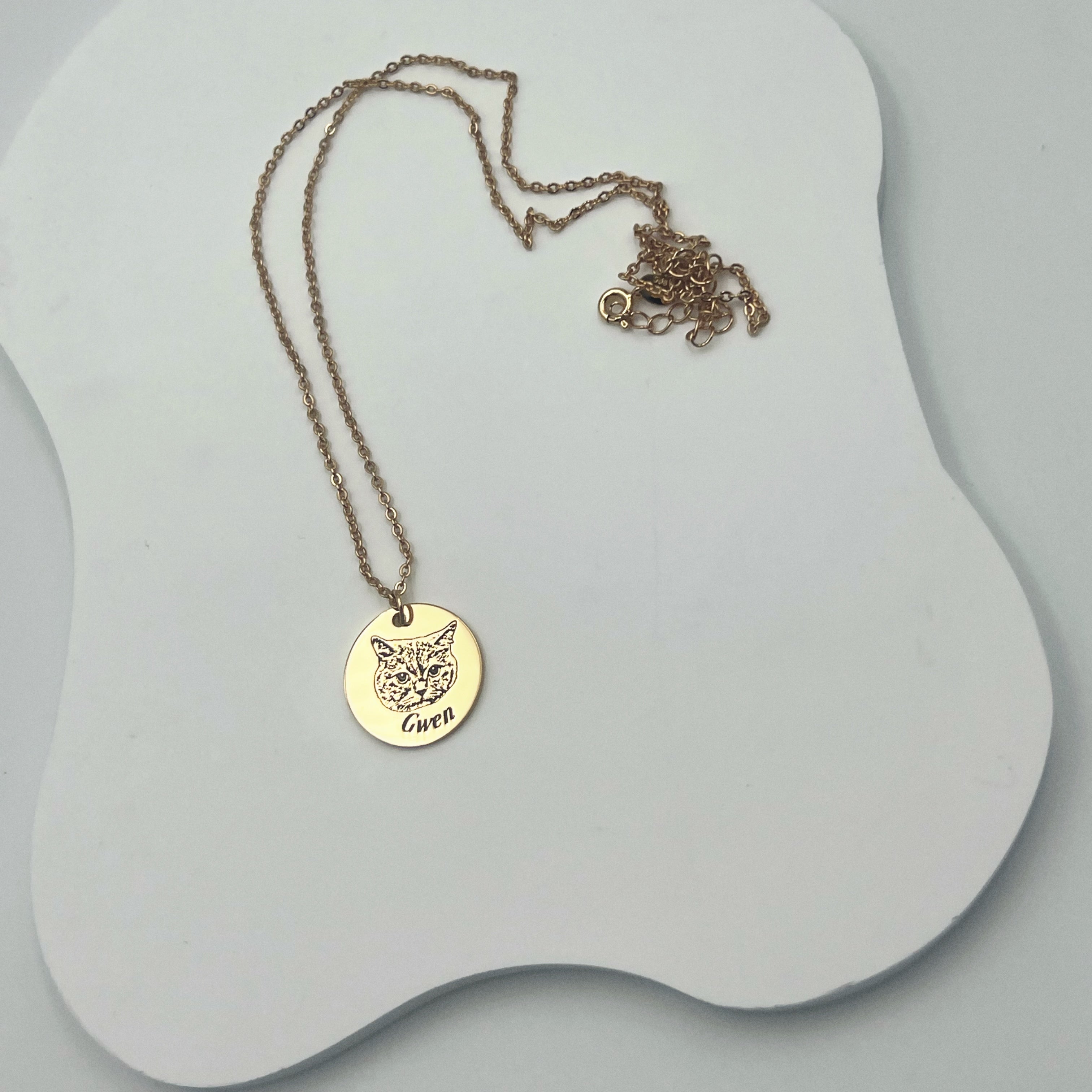 Pet Portrait Name Necklace -925 Sterling Silver