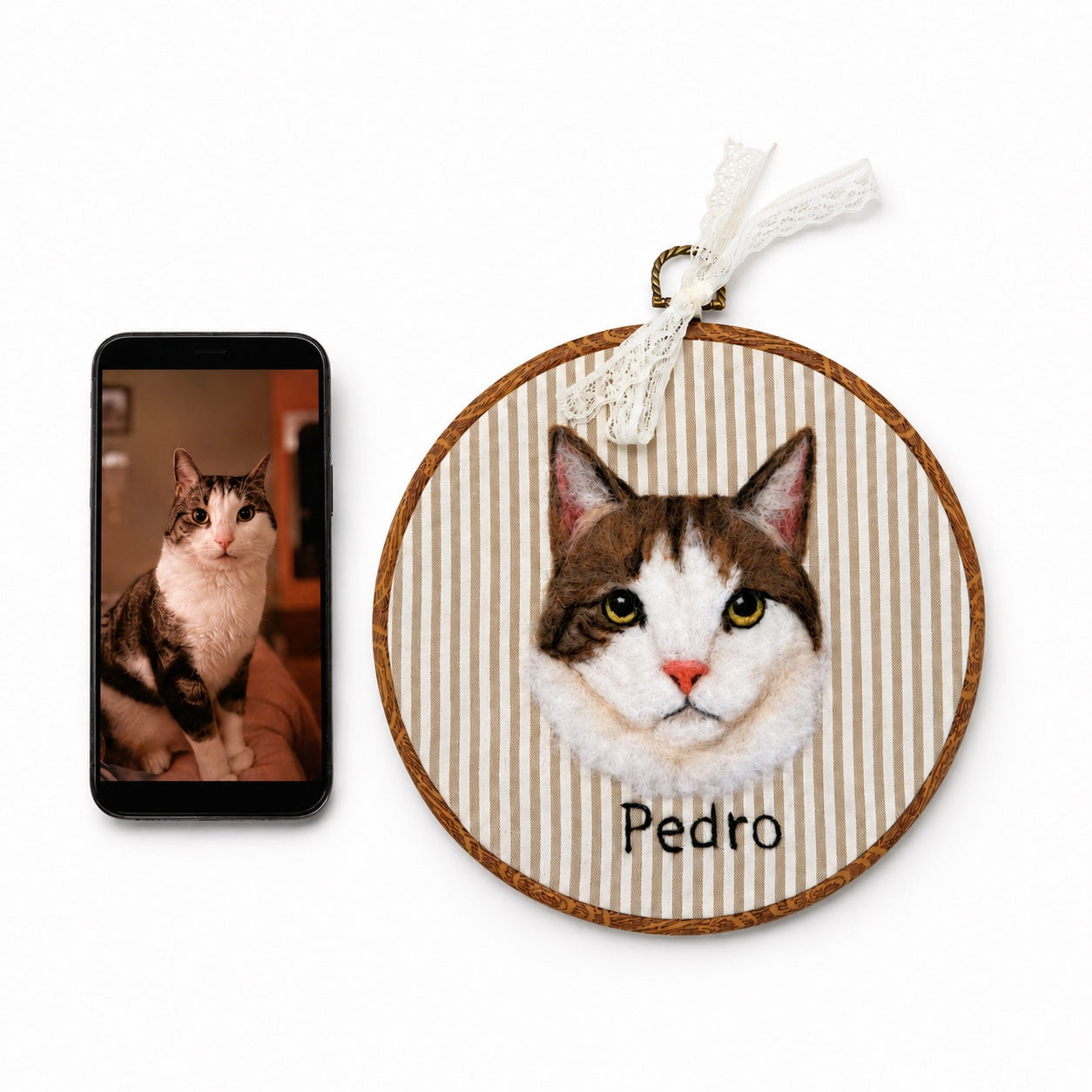 Custom Wool Felt Pet Portrait - Embroidered Wool Art｜Pet Memorial