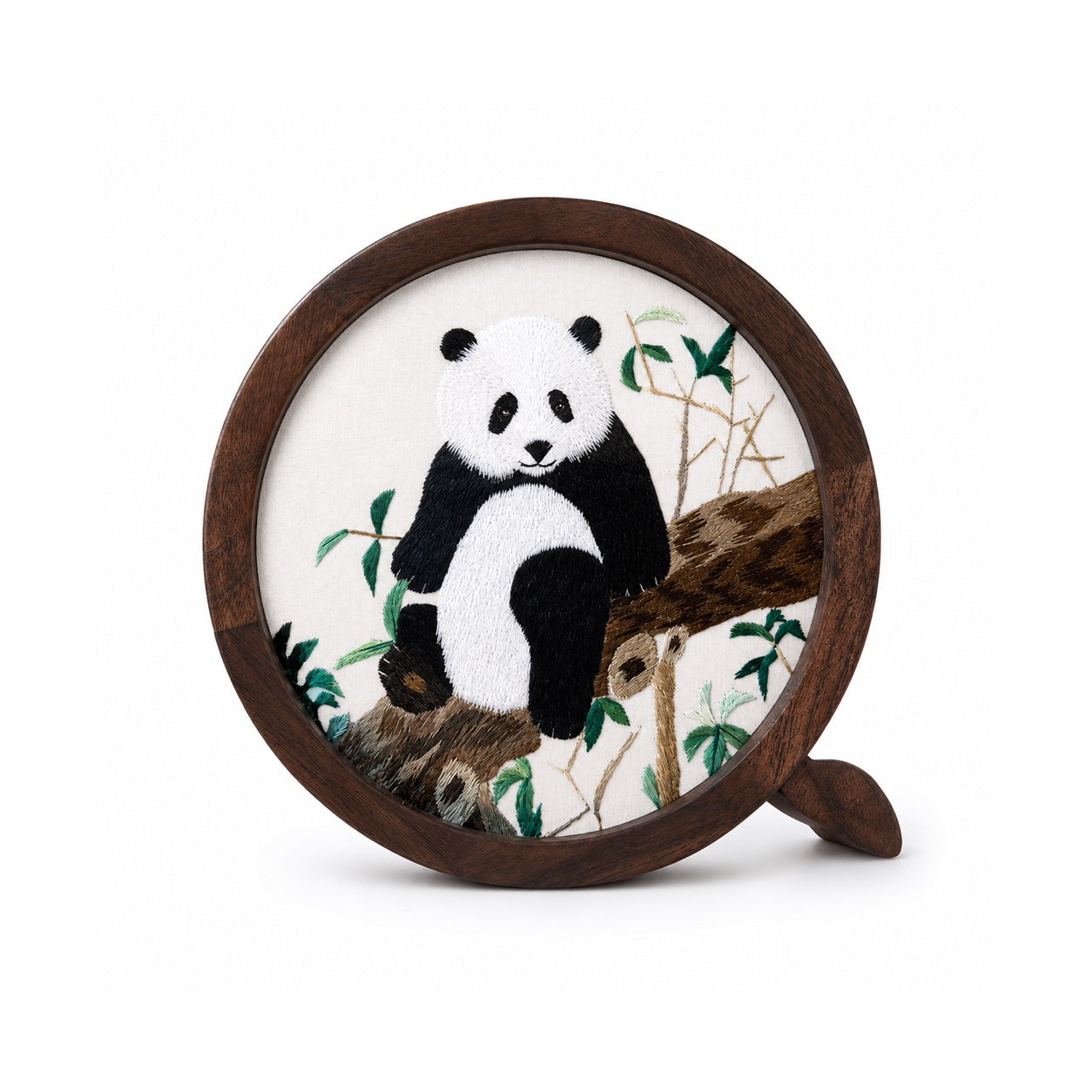 Custom Sichuan Embroidery Panda Walnut Wood Display Frame – Personalized Shu Embroidery Art Plaque Personalized