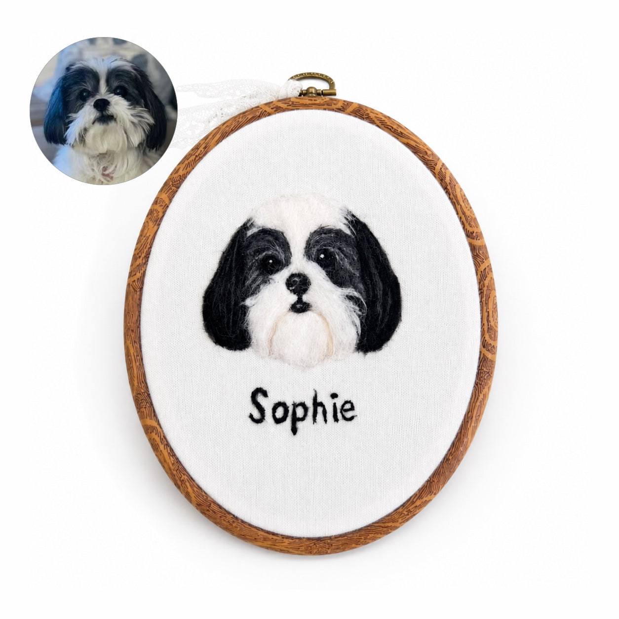 Custom Wool Felt Pet Portrait - Embroidered Wool Art｜Pet Memorial