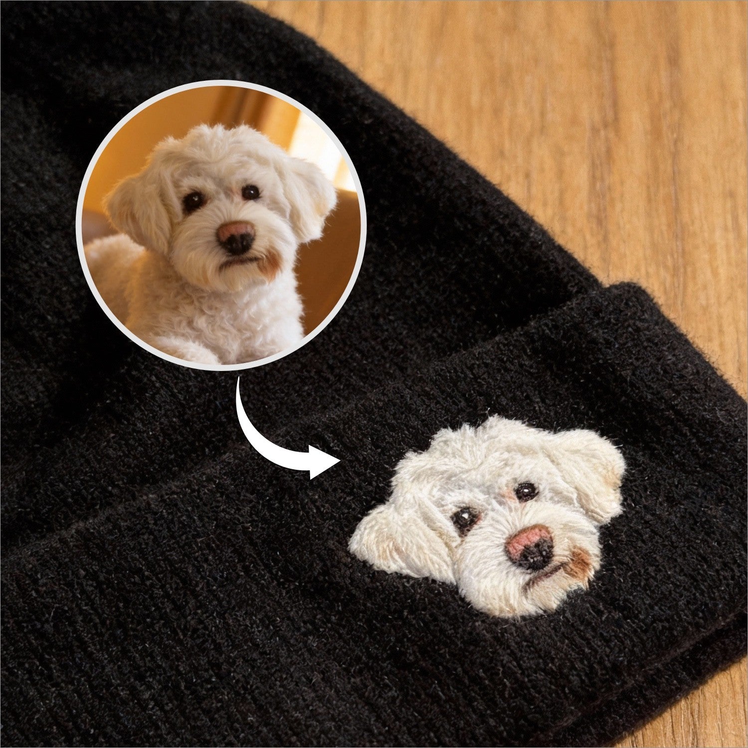 🧵 Custom Pet Portrait Wool Beanie – Hand-Felted Needle Art Hat