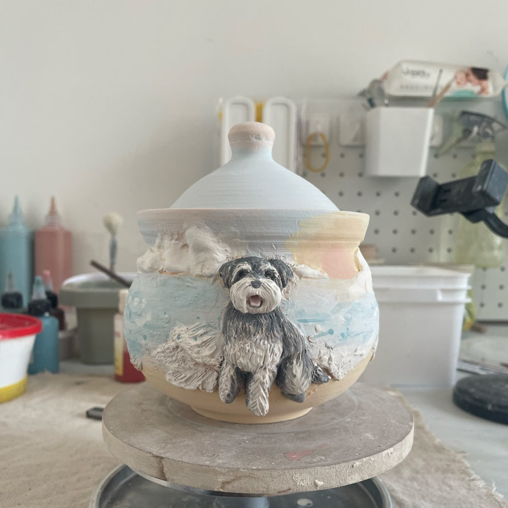 🌊 Custom Pet Photo Urn – Handcrafted Ceramic Memorial (12oz)