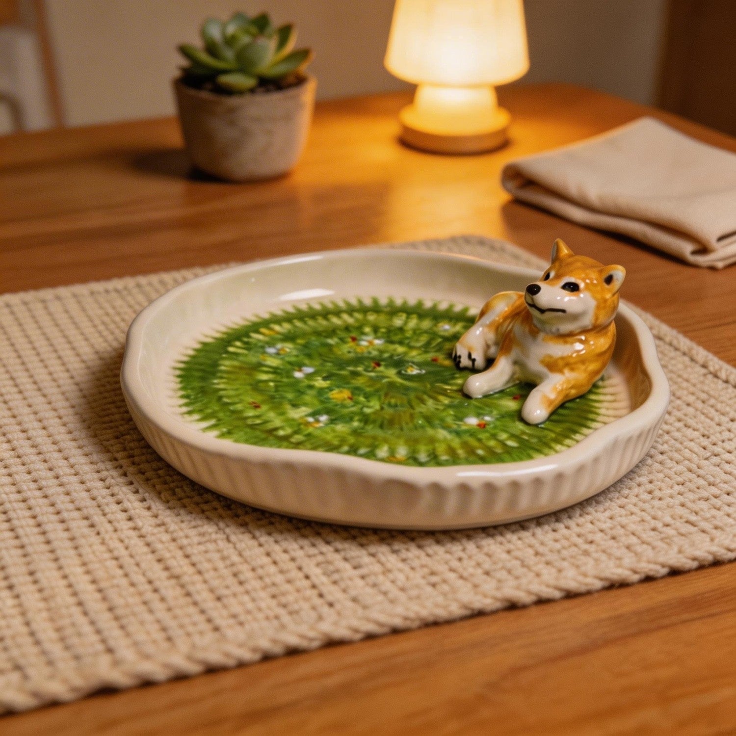 Custom Pet on Grass Ceramic Plate