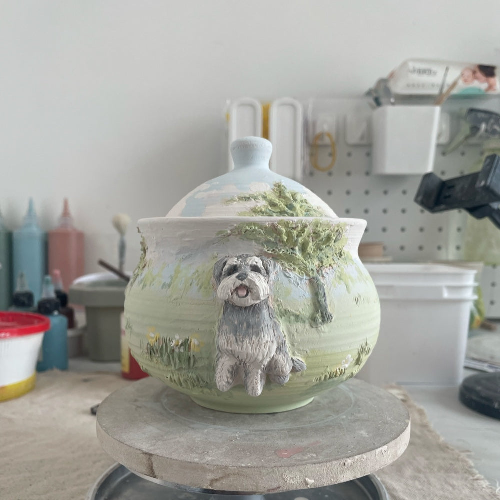🌊 Custom Pet Photo Urn – Handcrafted Ceramic Memorial (12oz)