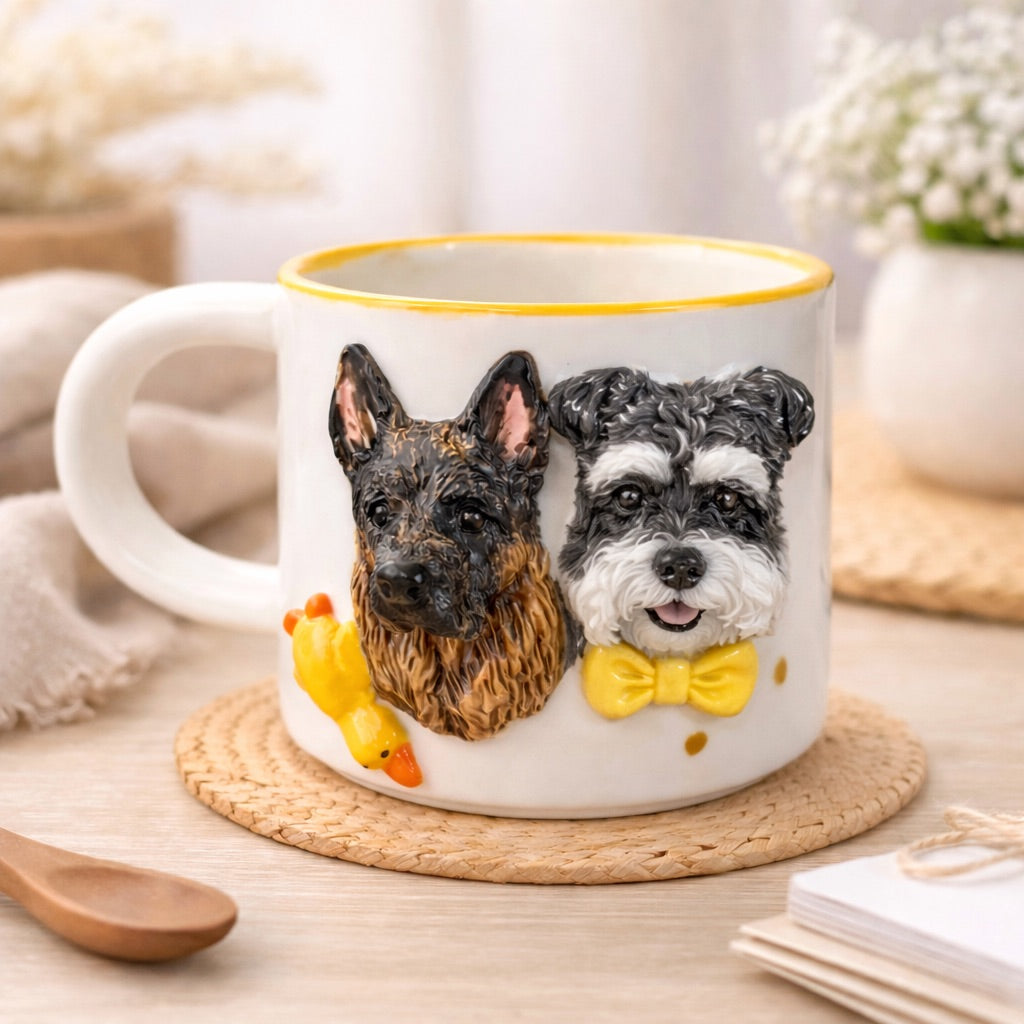 Custom Pet 3D Head Mug – Personalized Dog & Cat Ceramic Coffee Mug