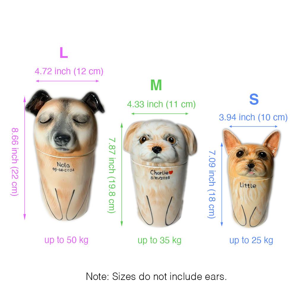 Custom Pet Urn for Dog Ashes - Personalized Ceramic Memorial Keepsake with Engraved Name & Photo, Handmade Pet Cremation Urn for Small Medium Large Dogs