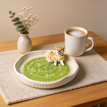 Custom Pet on Grass Ceramic Plate