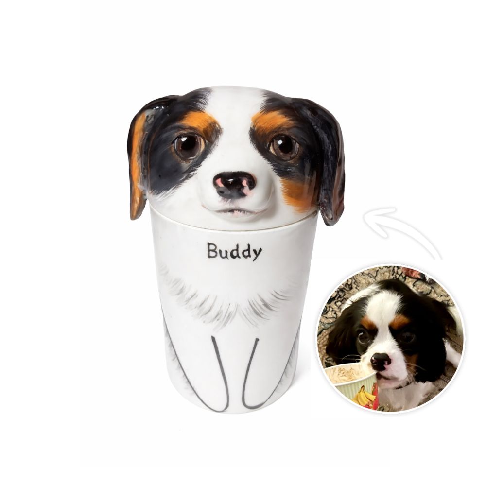 Custom Pet Urn for Dog Ashes - Personalized Ceramic Memorial Keepsake with Engraved Name & Photo, Handmade Pet Cremation Urn for Small Medium Large Dogs