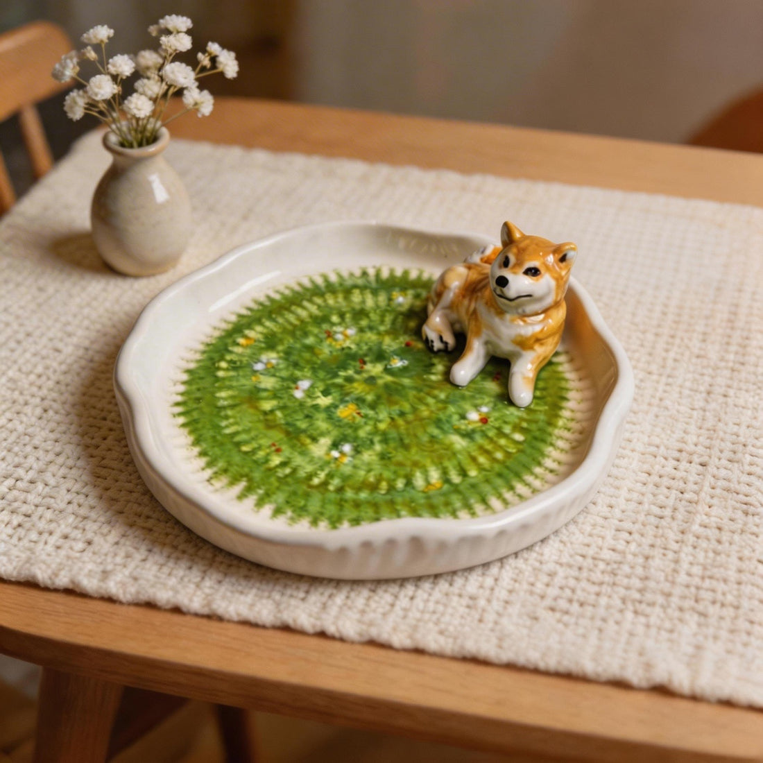 Custom Pet on Grass Ceramic Plate