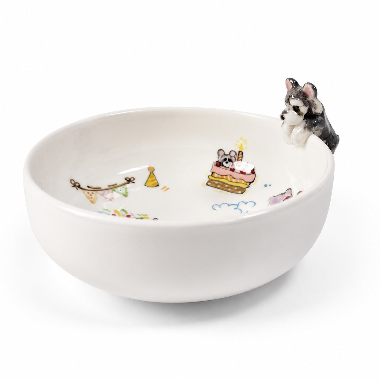Custom Pet Birthday Memory Bowl – Personalized Ceramic Birthday Calendar Bowl with 3D Pet Figurines