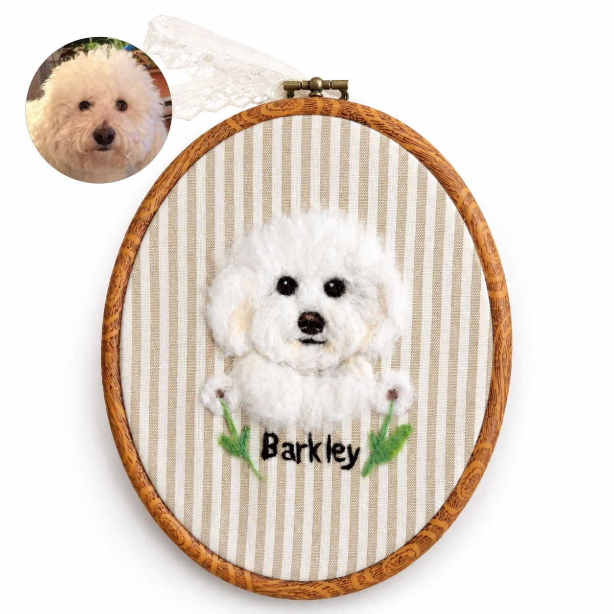 Custom Wool Felt Pet Portrait - Embroidered Wool Art｜Pet Memorial