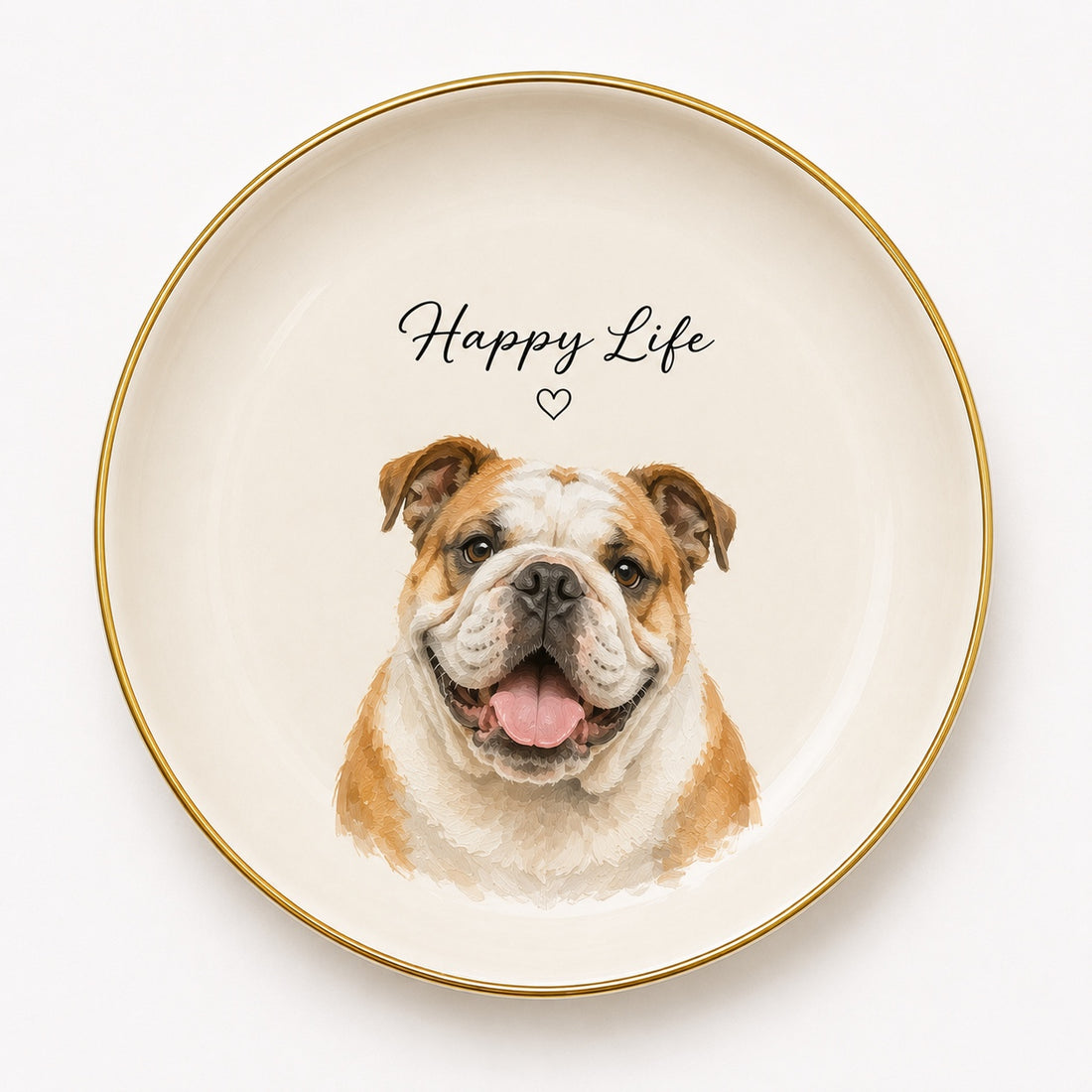 Custom Pet Portrait Gold Rim Ceramic Jewelry Dish
