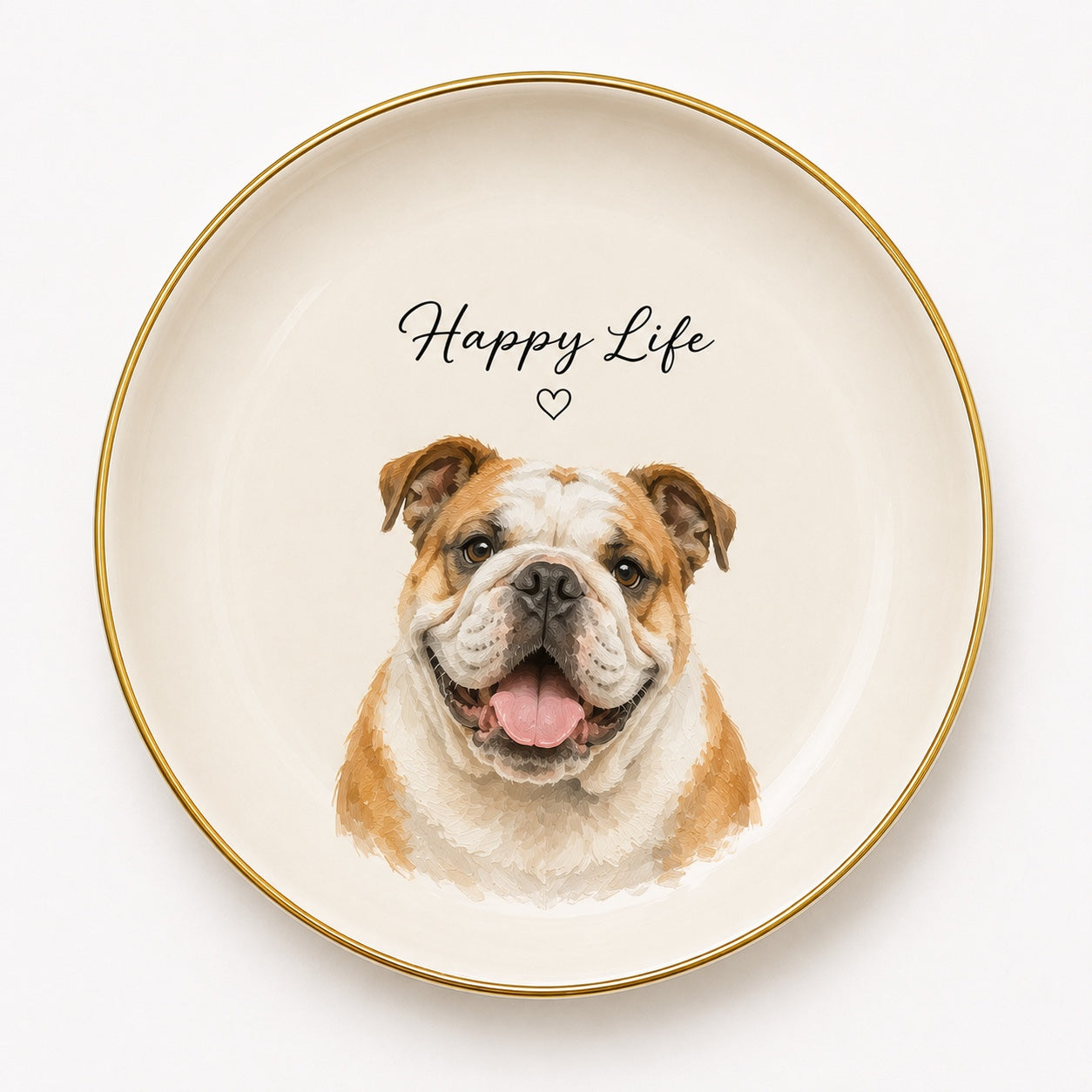 Custom Pet Portrait Gold Rim Ceramic Jewelry Dish