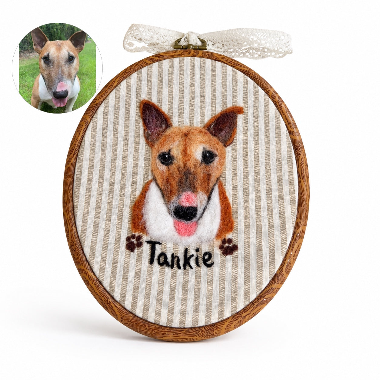 Custom Wool Felt Pet Portrait - Embroidered Wool Art｜Pet Memorial