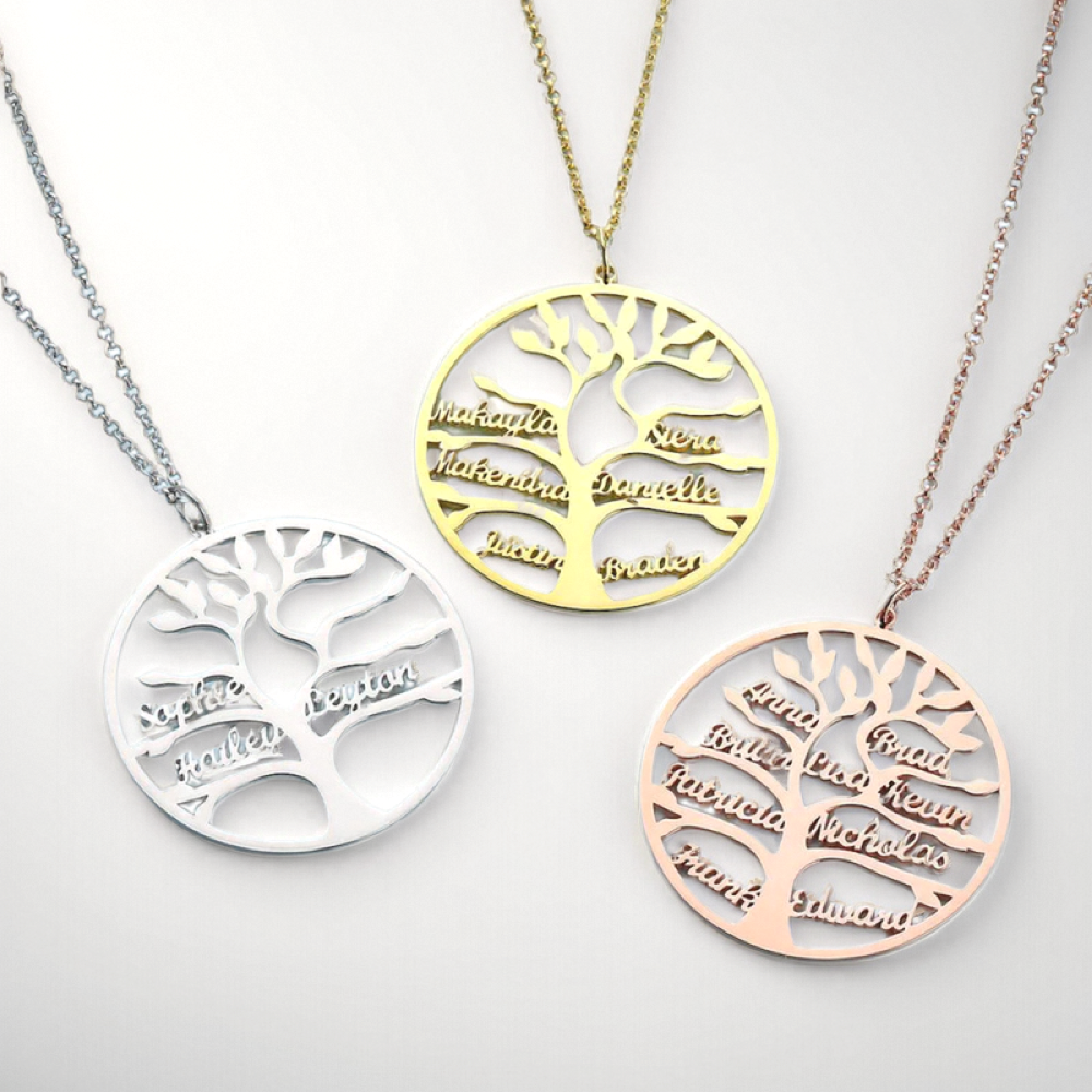 Personalized Engraved Family Tree of Life Necklace