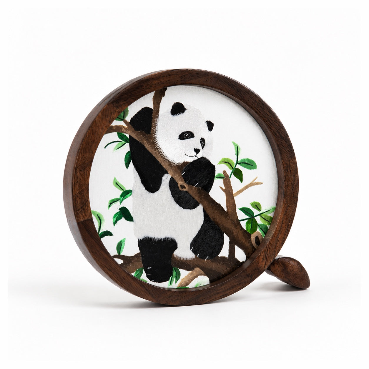 Custom Sichuan Embroidery Panda Walnut Wood Display Frame – Personalized Shu Embroidery Art Plaque Personalized