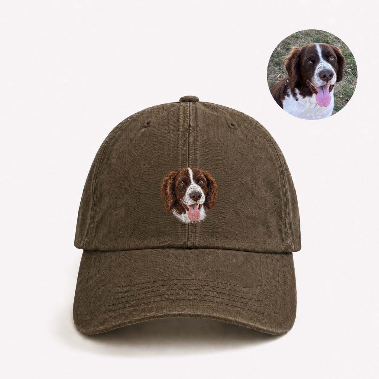 Custom Pet Portrait Embroidered Baseball Cap – Personalized Pet Face Hat with Name