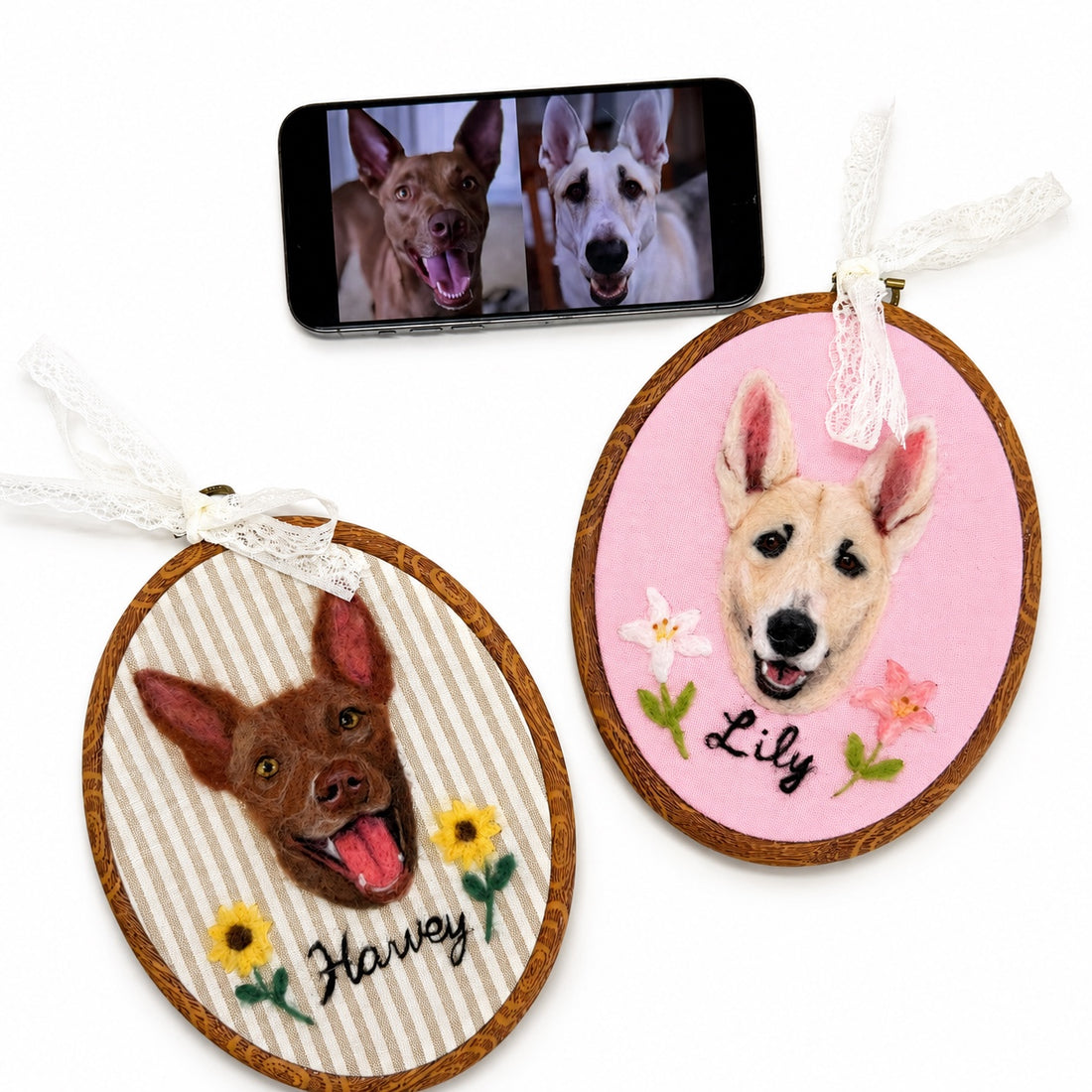 Custom Wool Felt Pet Portrait - Embroidered Wool Art｜Pet Memorial