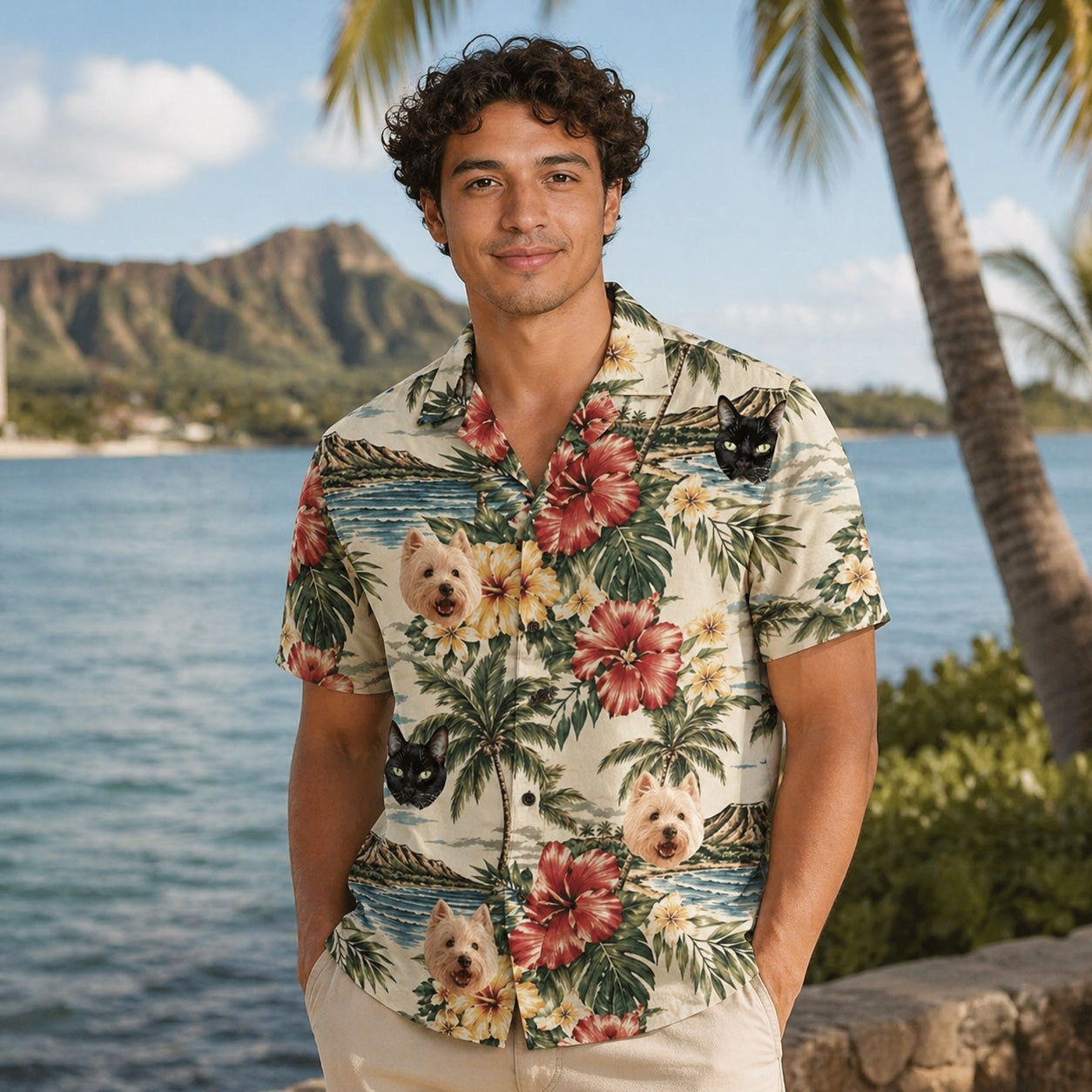 Personalized Face Custom Unisex Tropical Hawaiian Aloha Shirt