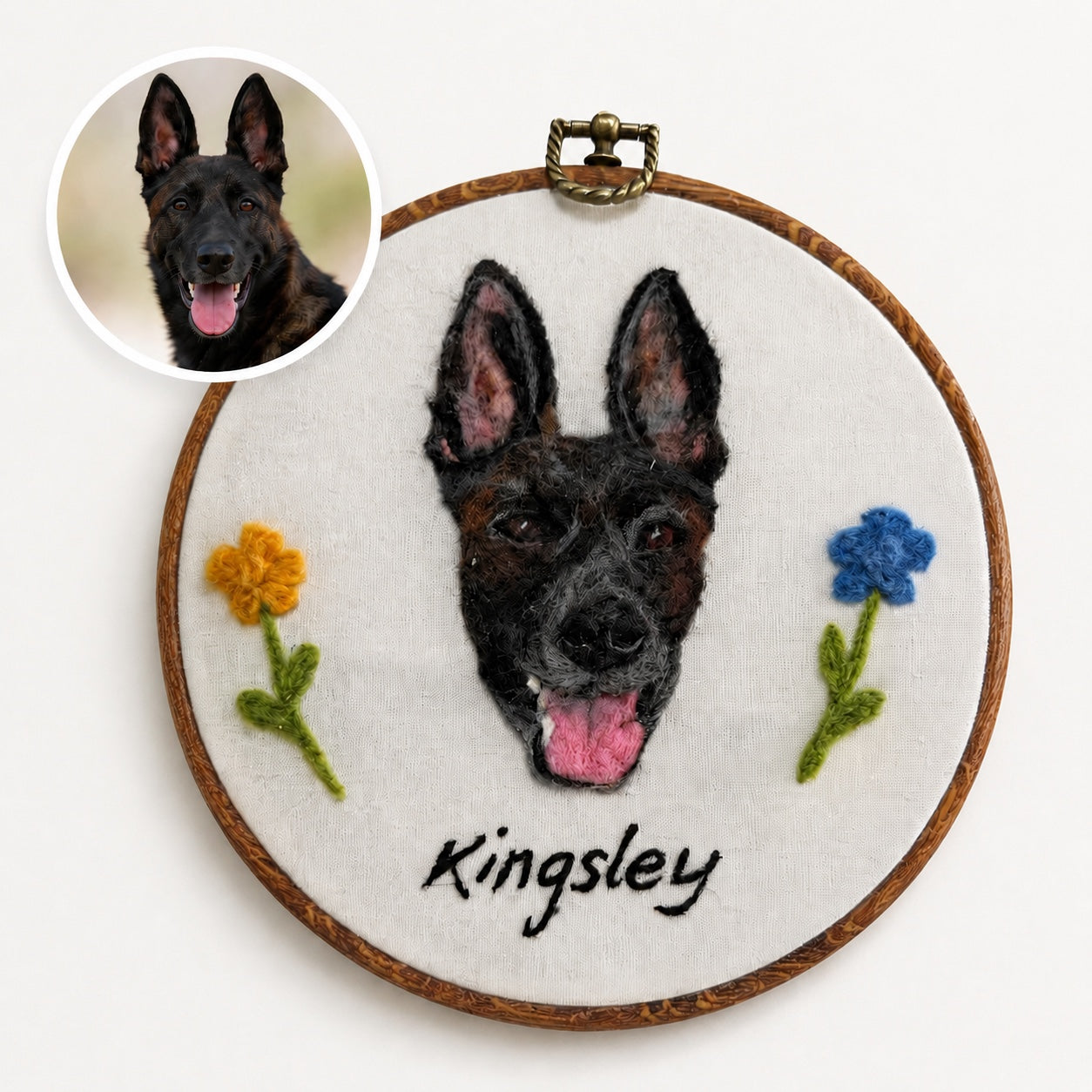 Custom Wool Felt Pet Portrait - Embroidered Wool Art｜Pet Memorial