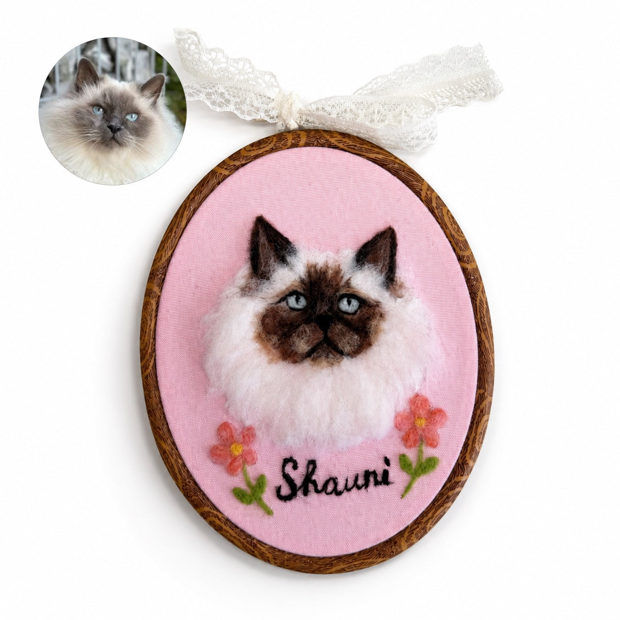Custom Wool Felt Pet Portrait - Embroidered Wool Art｜Pet Memorial