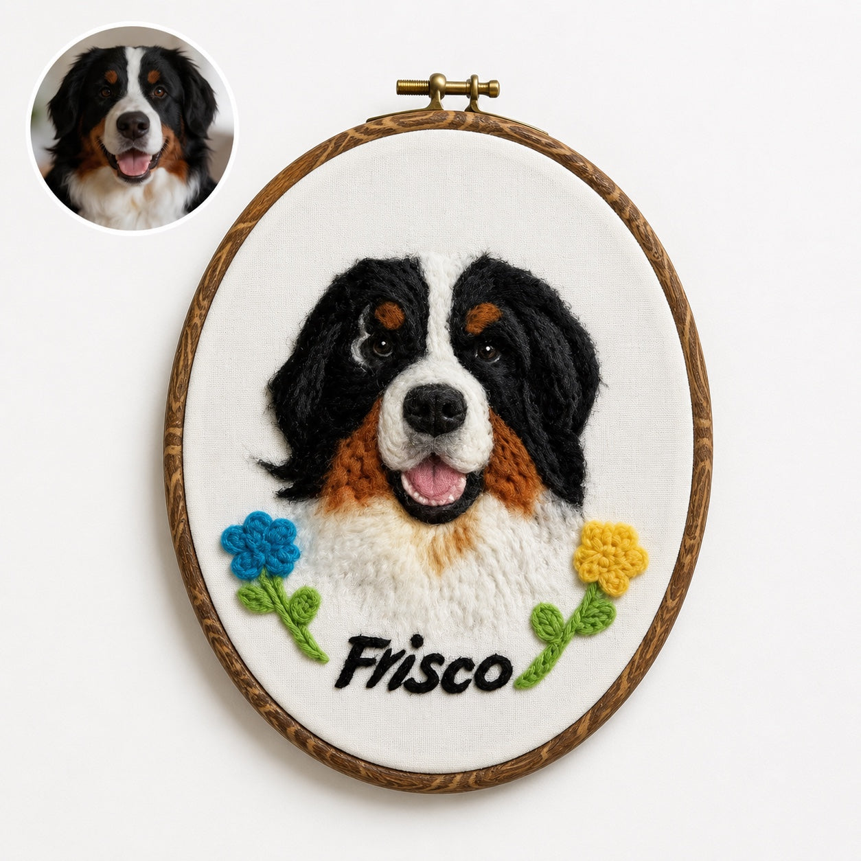 Custom Wool Felt Pet Portrait - Embroidered Wool Art｜Pet Memorial