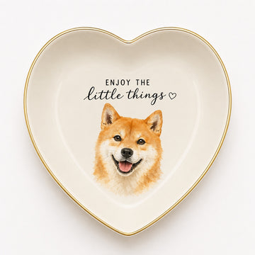 Custom Pet Portrait Gold Rim Ceramic Jewelry Dish