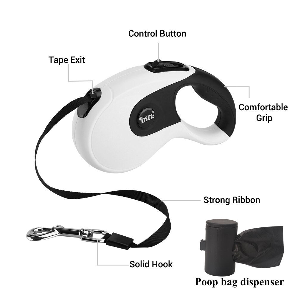 5M Retractable Dog Leashes Automatic Extending Nylon Walking Pet Dog Lead Leash 