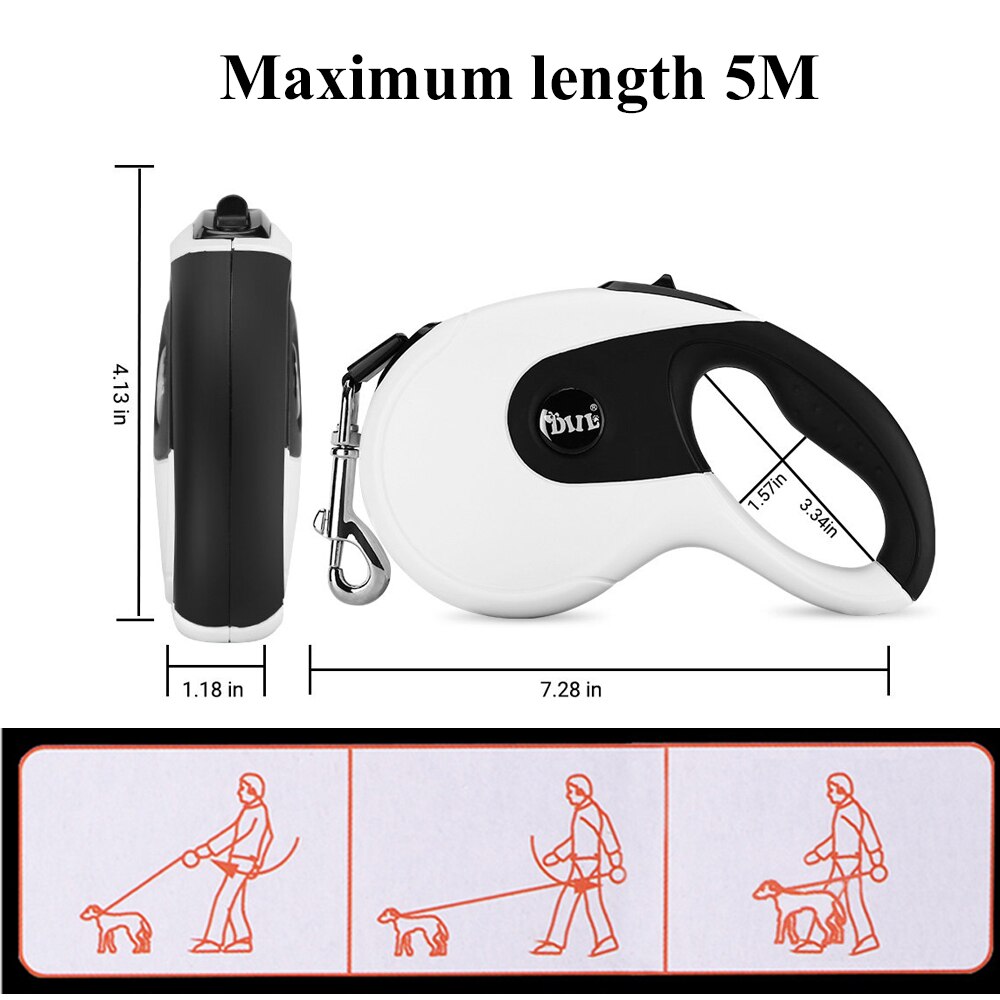 5M Retractable Dog Leashes Automatic Extending Nylon Walking Pet Dog Lead Leash 