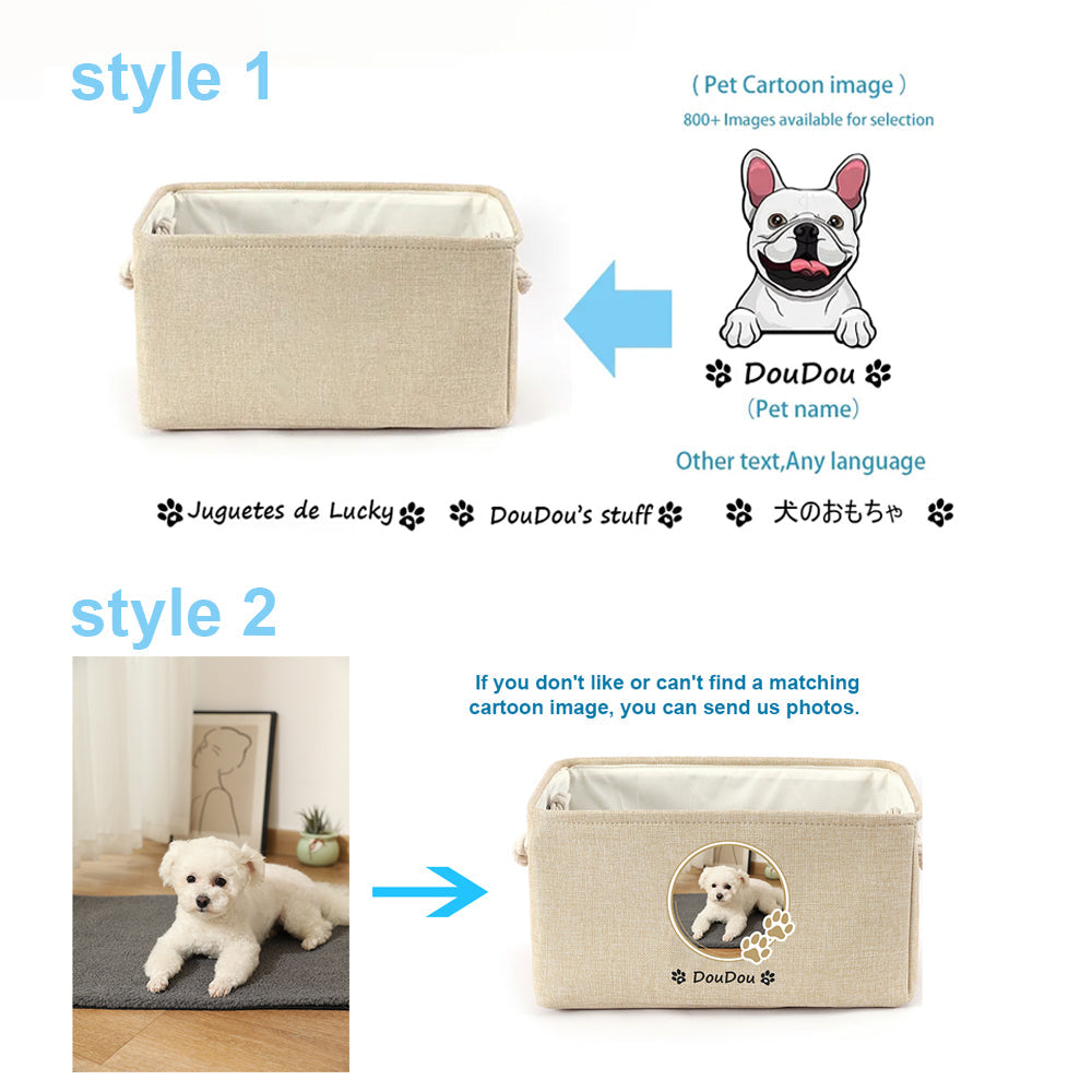 Personalized Dog Toy Basket Free Print Dog Cat Image Name Pet Storage Box