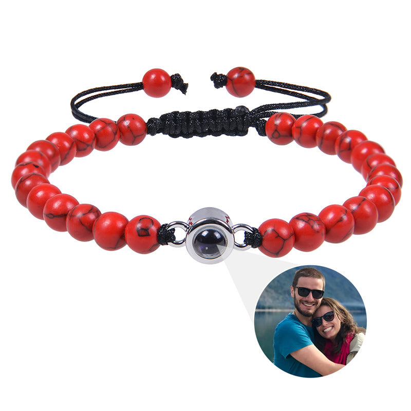 Personalized Circle Photo Bead Bracelet