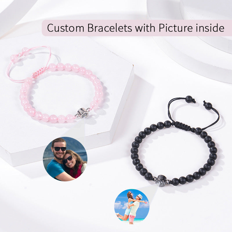 Personalized Circle Photo Bead Bracelet
