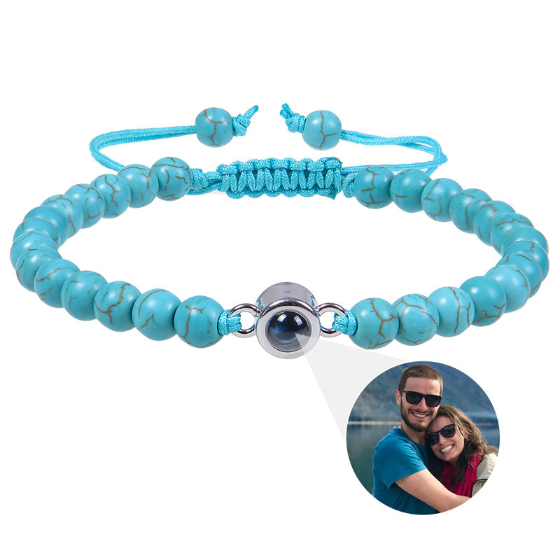 Personalized Circle Photo Bead Bracelet