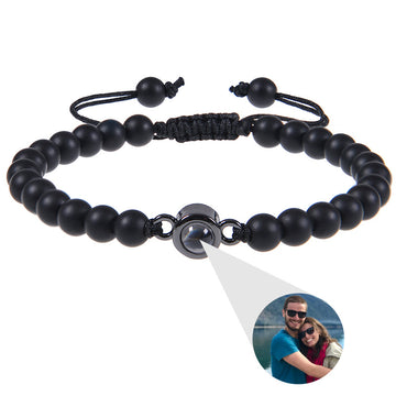 Personalized Circle Photo Bead Bracelet